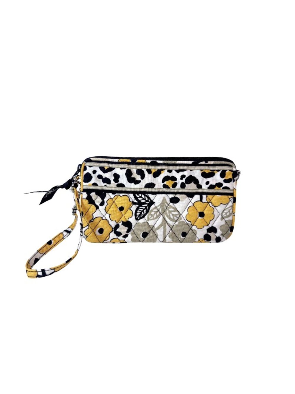 Vera Bradley Go Wild Quilted Yellow Floral Wristlet Wallet Bag